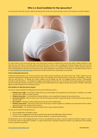 Who is a Good Candidate for Hip Liposuction