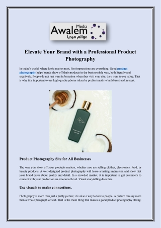 Elevate Your Brand with a Professional Product Photography