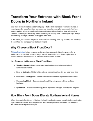 Elevate Your Home’s Entrance with a Black Front Door in Northern Ireland