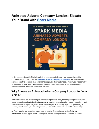 Animated Adverts Company London By Spark Media