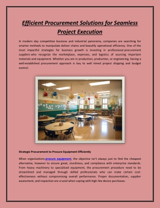 Efficient Procurement Solutions for Seamless Project Execution