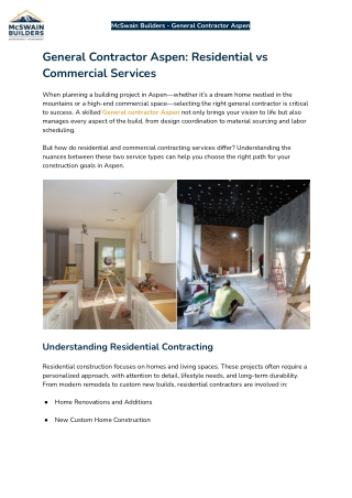 General Contractor Aspen: Residential vs Commercial Services