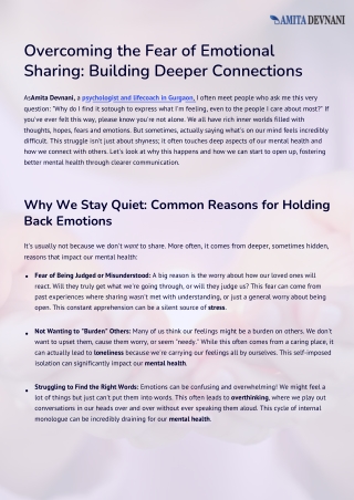 Overcoming the Fear of Emotional Sharing Building Deeper Connections