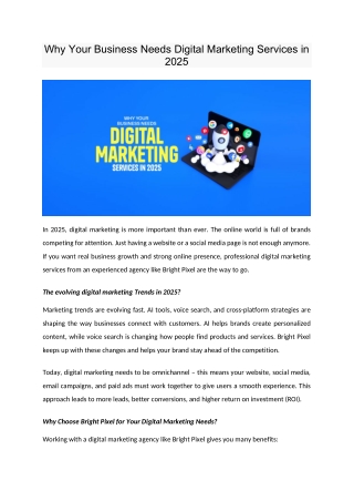 Why Your Business Needs Digital Marketing Services in 2025