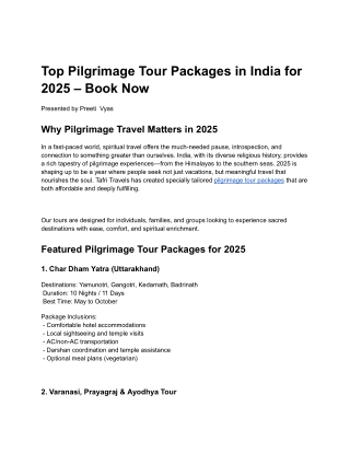 Pilgrimage Tour Packages