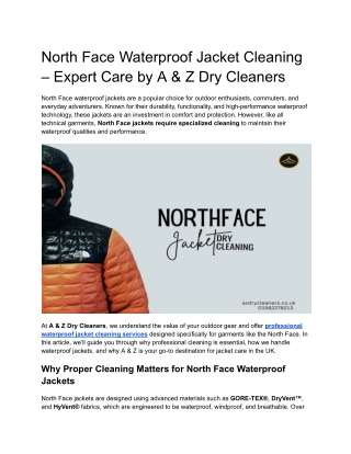 North Face Waterproof Jacket Cleaning – A & Z Dry Cleaners