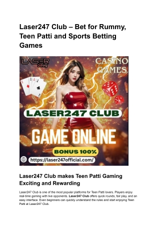 Laser247 Club – Bet for Rummy, Teen Patti and Sports Betting Games