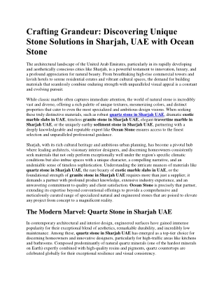 Discovering Unique Stone Solutions in Sharjah, UAE