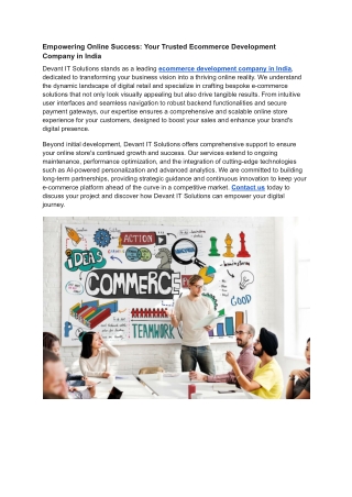 Empowering Online Success: Your Trusted Ecommerce Development Company in India
