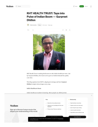 RHT HEALTH TRUST Taps into Pulse of Indian Boom — Gurpreet Dhillon