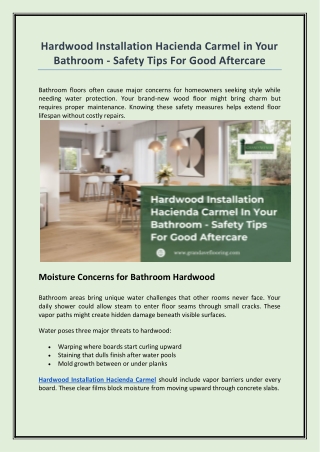 Hardwood Installation Hacienda Carmel in Your Bathroom