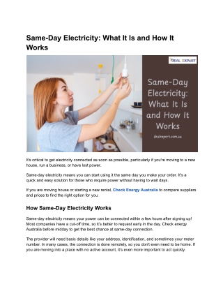 Same-Day Electricity: What It Is and How It Works