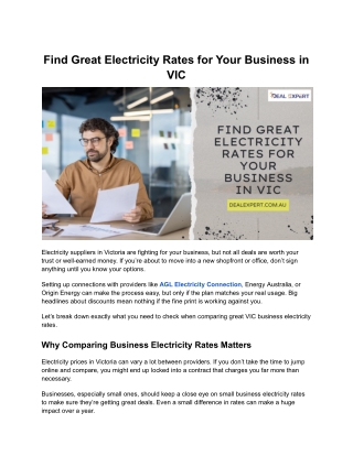 Find Great Electricity Rates for Your Business in VIC