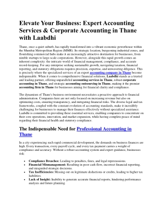 Corporate Accounting in Thane with Laabdhi