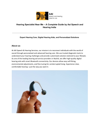 Hearing Specialist Near Me _ Aai Speech and Hearing India