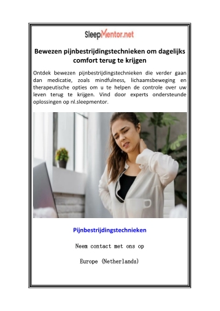 Bewezen pijnbestrijdingstechnieken om dagelijks comfort terug te krijgen