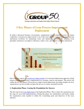 5 Key Phases of Lean Process Improvement Deployment