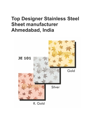 Top Designer Stainless Steel Sheet manufacturer Ahmedabad, India