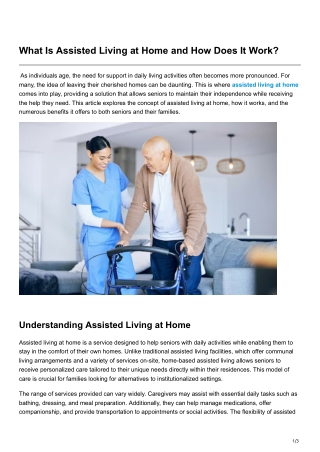 What Is Assisted Living at Home and How Does It Work