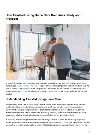 How Assisted Living Home Care Combines Safety and Freedom