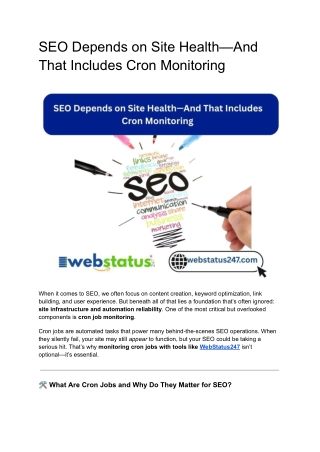 SEO Depends on Site Health—And That Includes Cron Monitoring