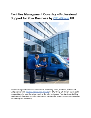 Facilities Management Coventry – by CPL Group UK