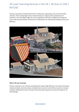 3D Laser Scanning Services in the UK  3D Scan to CAD  RVTCAD