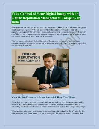 Take Control of Your Digital Image with an Online Reputation Management Company