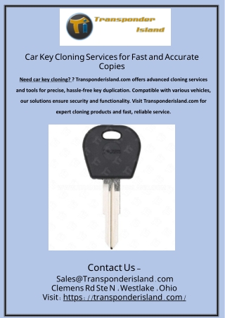 Car Key Cloning Services for Fast and Accurate Copies