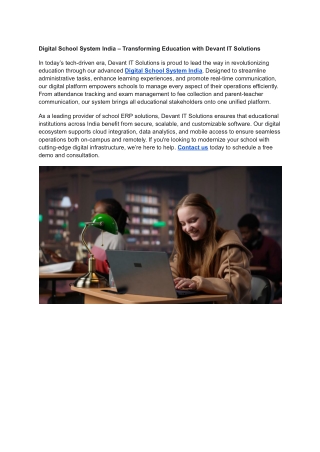 Digital School System India – Transforming Education with Devant IT Solutions