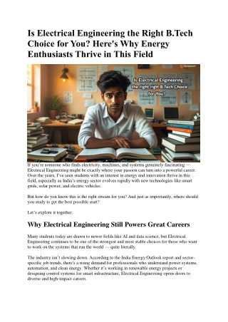 Is Electrical Engineering the Right B.Tech Choice for You