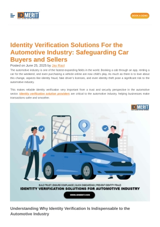 Identity Verification Solutions For the Automotive Industry