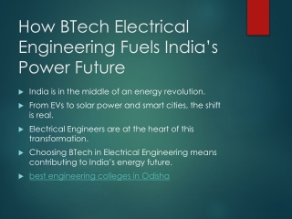 How BTech Electrical Engineering Fuels India’s Power Future