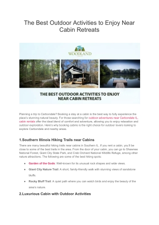 The Best Outdoor Activities to Enjoy Near Cabin Retreats