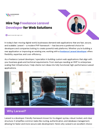 Skilled Freelance Laravel Developer for Hire Today