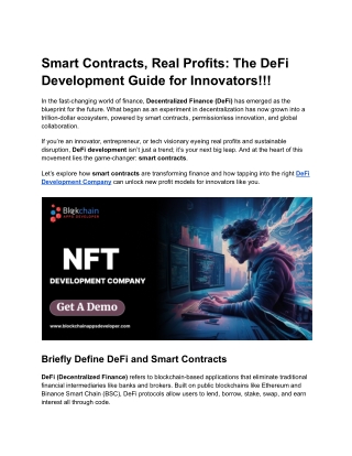 Smart Contracts, Real Profits The DeFi Development Guide for Innovators!!!