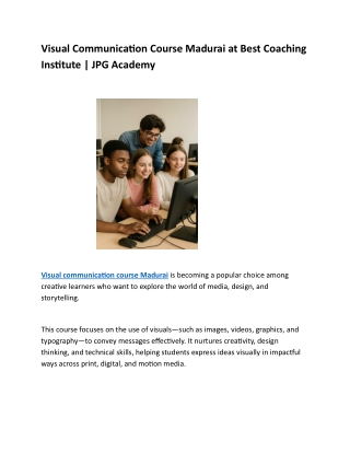 Visual Communication Course Madurai at Best Coaching Institute | JPG Academy