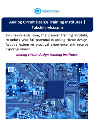 Analog Circuit Design Training Institutes | Takshila-vlsi.com