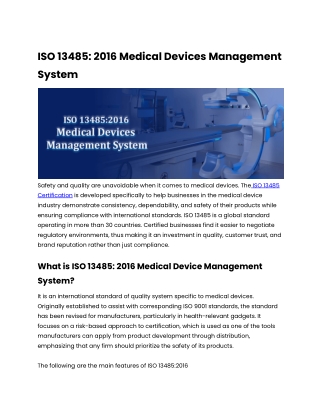 ISO 13485_ 2016 Medical Devices Management System