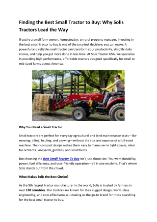 Finding the Best Small Tractor to Buy