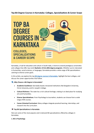 Top BA Degree Courses in Karnataka
