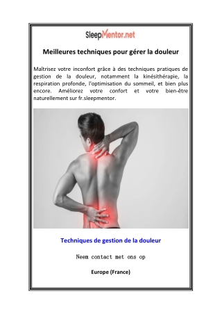 Meilleures techniques pour gérer la douleur