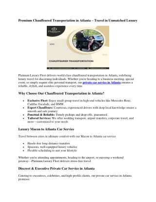 Premium Chauffeured Transportation in Atlanta
