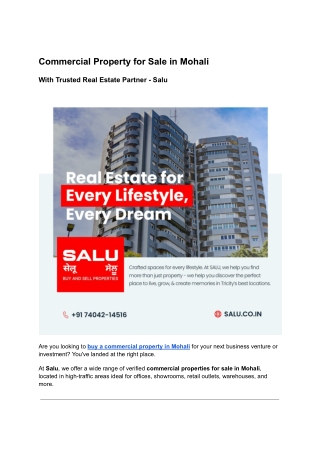 Commercial Property for Sale in Mohali