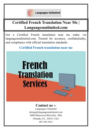 Certified French Translation Near Me | Languagesunlimited.com