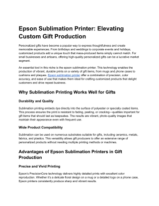Epson Sublimation Printers