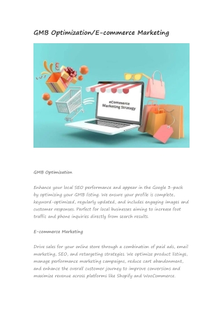 GMB Optimization/E-commerce Marketing