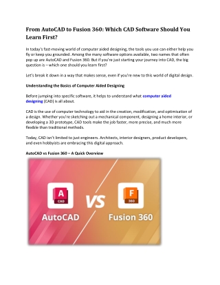 From AutoCAD to Fusion 360: Which CAD Software Should You Learn First?