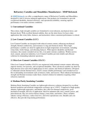 Refractory Castable Manufacturer & Exporter