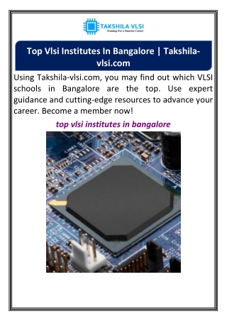 Top Vlsi Institutes In Bangalore | Takshila-vlsi.com